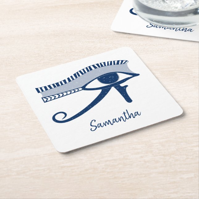 Eye of Horus Talisman Personalised Square Paper Coaster (Angled)