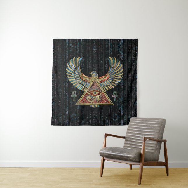 Eye of Horus - Wadjet  Gemstone and Gold Tapestry (In Situ)