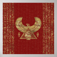 Eye of Horus - Wadjet Gold on Red Leather