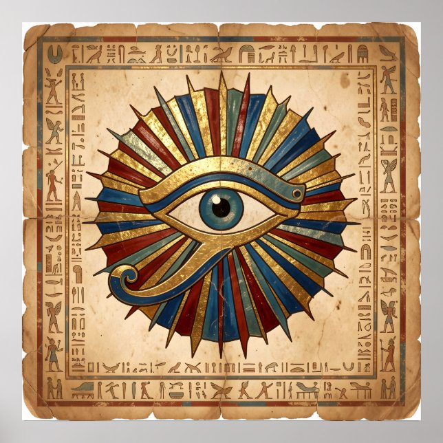 Eye of Horus with Hieroglyphs Egyptian Spiritual Poster (Front)