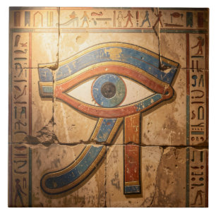 Eye of Horus with Hieroglyphs Egyptian Spiritual  Tile