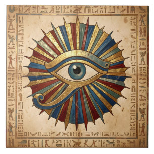 Eye of Horus with Hieroglyphs Egyptian Spiritual Tile