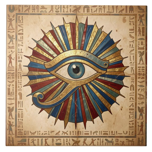 Eye of Horus with Hieroglyphs Egyptian Spiritual Tile (Front)