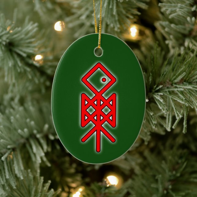 Eye of Odin Viking Bindrune Yule Ceramic Ornament (Tree)