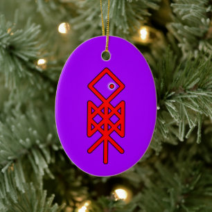 Eye of Odin Viking Bindrune Yule Ceramic Ornament