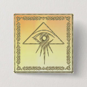Eye of Providence Goldtone 15 Cm Square Badge