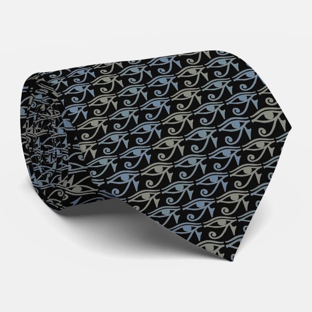 Eye Of Ra Horus Tie Armani Grey On Black (Rolled)