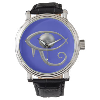 Eye of Ra silver on blue watch