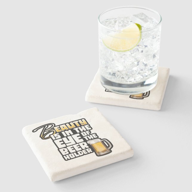 Eye of the Beer Holder - Funny Beer Drinker Stone Coaster (Side)