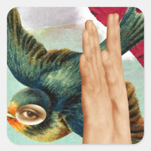 Eye of the Beholder, Abstract Digital Collage Square Sticker