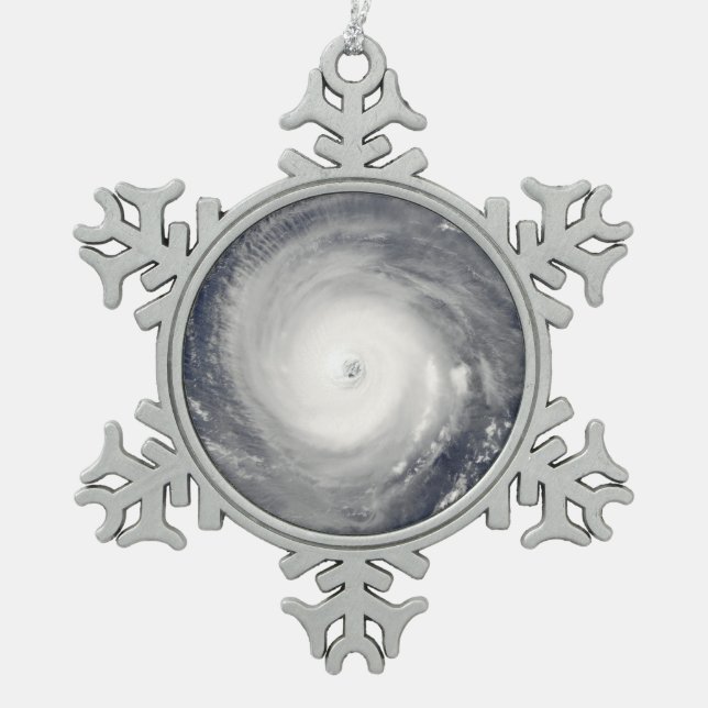 Eye of the Hurricane Snowflake Pewter Christmas Ornament (Front)