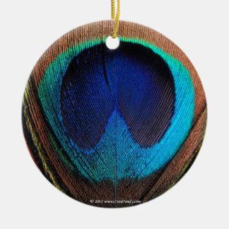 Eye of the Peacock Feather Close-Up Ceramic Tree Decoration