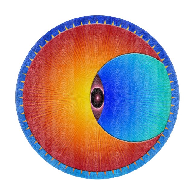 Eye Of The Sun Round Glass Cutting Board (Front)