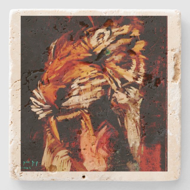 Eye of the Tiger Roars Stone Coasters (Front)