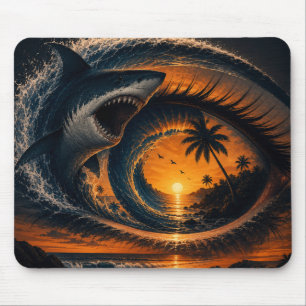 Eye of the Wave – Surreal Shark Sunset Throw Pillo Mouse Mat