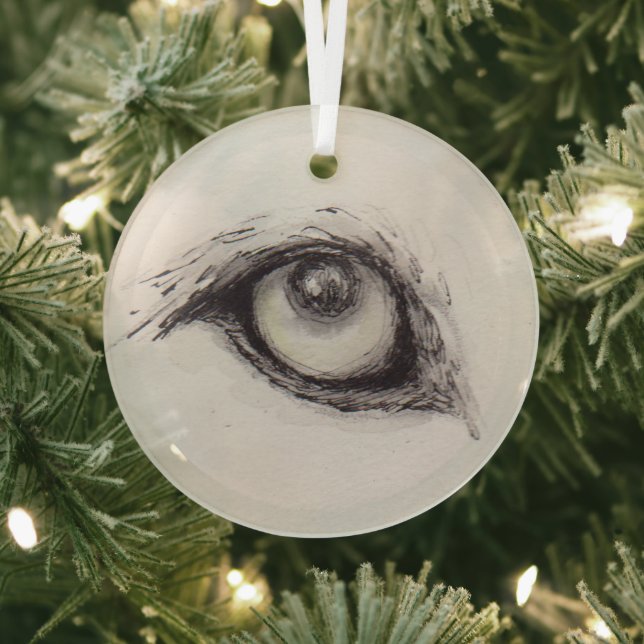 Eye of the Wolf – Gaze Collection Glass Tree Decoration (Insitu)