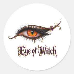 Eye of Witch Orange Glam Gothic Halloween Eyeball  Classic Round Sticker