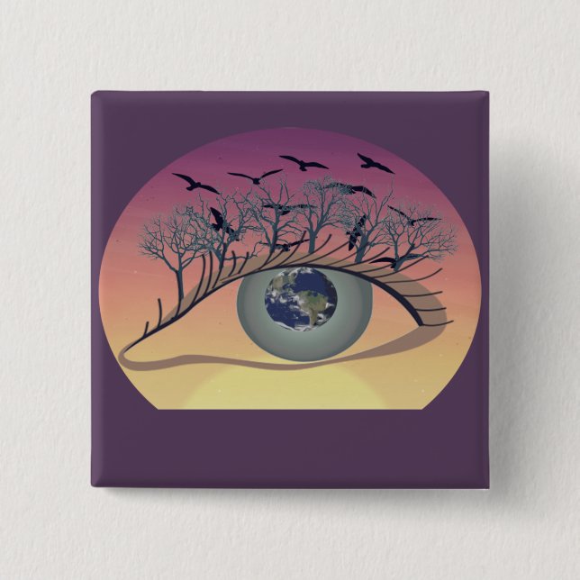 Eye on the World – Nature & Earth Art  15 Cm Square Badge (Front)