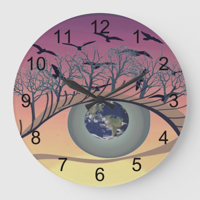 Eye on the World – Nature & Earth Art  Large Clock (Front)