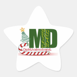 Eye OPTHAMOLOGIST MERRY CHRISTMAS MD DOCTOR Star Sticker