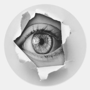 eye peep hole classic round sticker