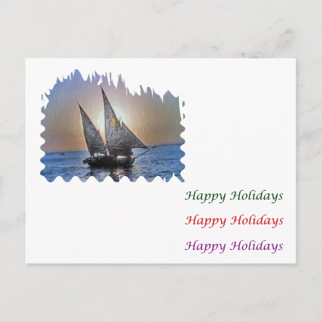 Eye Popping Art - Sail Boat HappyHoliday Holiday Postcard (Front)
