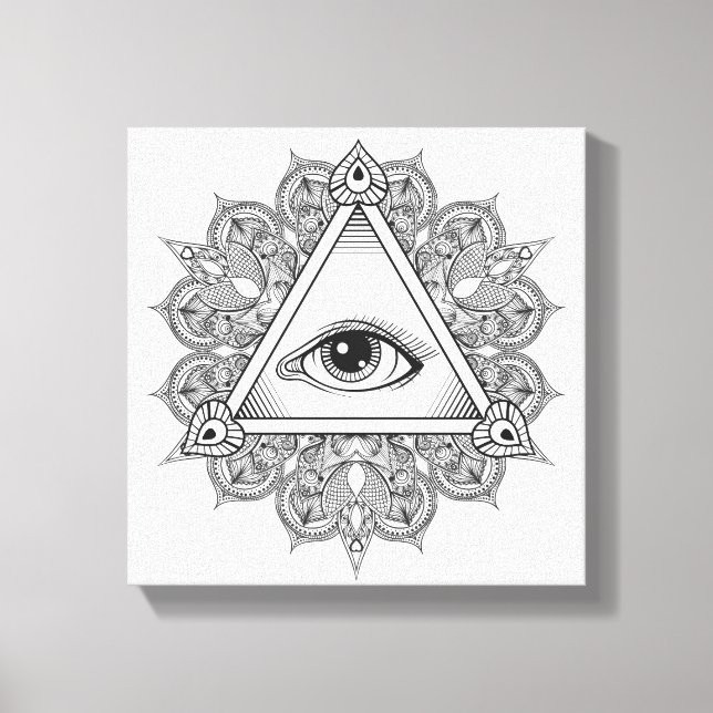 Eye Pyramid Symbol Doodle 6 Canvas Print (Front)