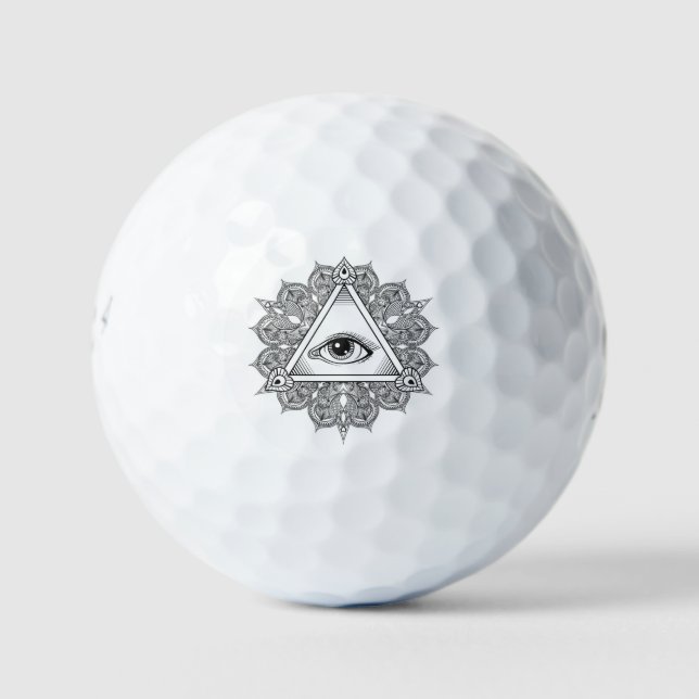 Eye Pyramid Symbol Doodle Golf Balls (Front)