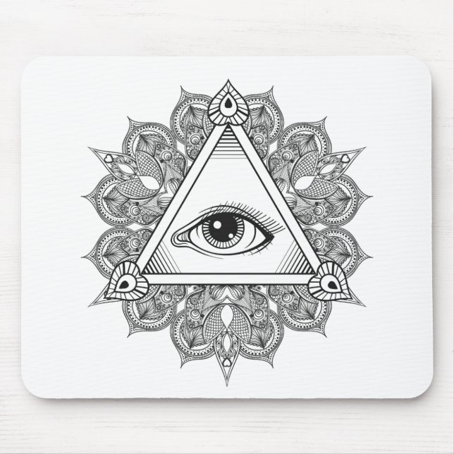 Eye Pyramid Symbol Doodle Mouse Mat (Front)