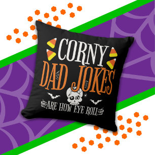 Eye Roll Joke Halloween Corny Dad Jokes Halloween Cushion