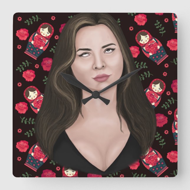 Eye Roll Square Wall Clock (Front)