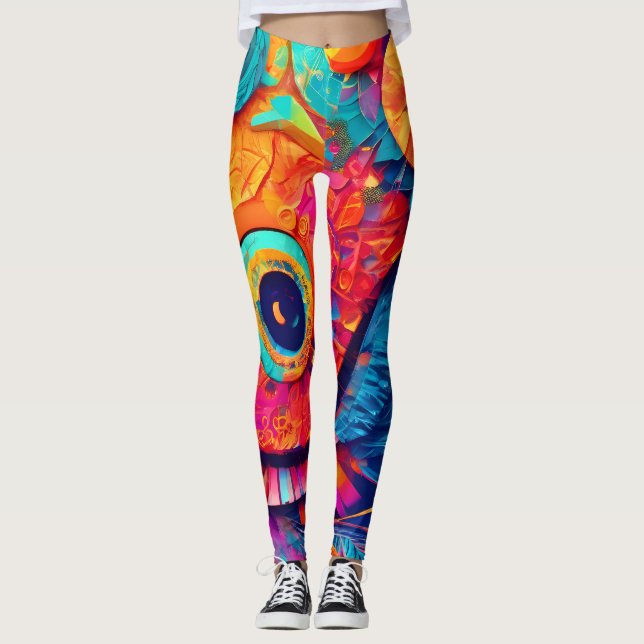 Eye-Shaped Leaf Close-Up Leggings (Front)