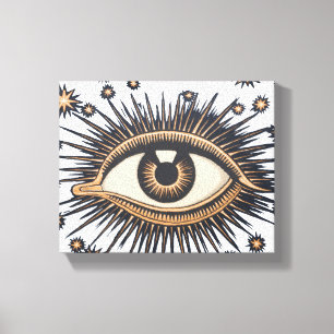Eye Stars Moon Celestial Nouveau Canvas Print