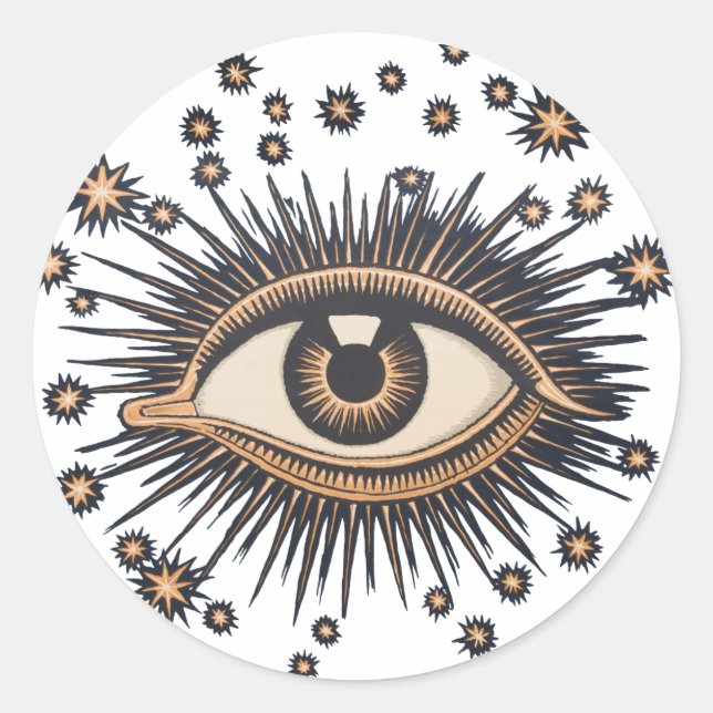 Eye Stars Moon Celestial Nouveau Classic Round Sticker (Front)