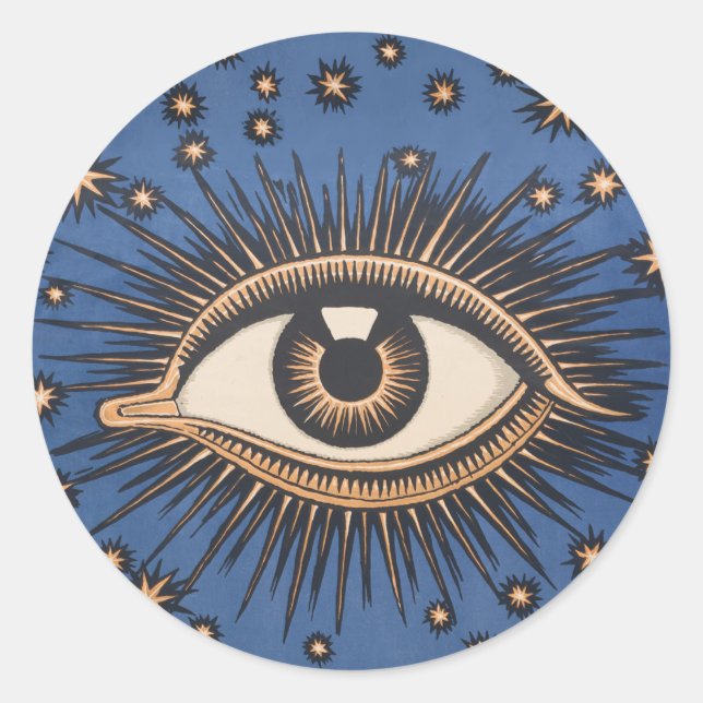 Eye Stars Moon Celestial Nouveau Classic Round Sticker (Front)