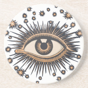 Eye Stars Moon Celestial Nouveau Coaster