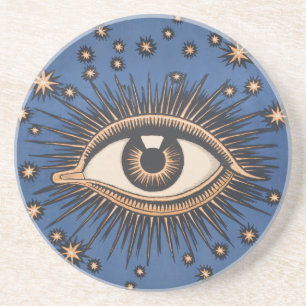 Eye Stars Moon Celestial Nouveau Coaster