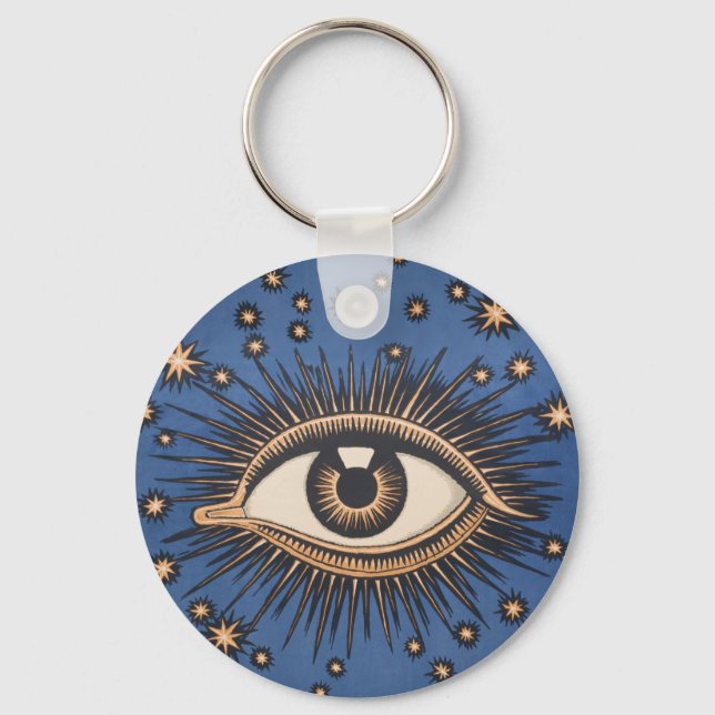 Eye Stars Moon Celestial Nouveau Key Ring (Front)