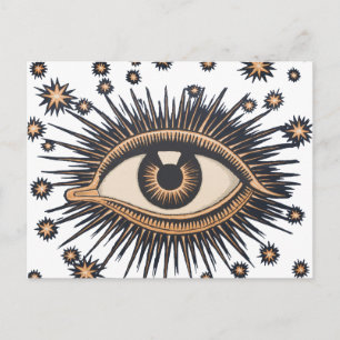 Eye Stars Moon Celestial Nouveau Postcard
