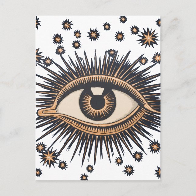 Eye Stars Moon Celestial Nouveau Postcard (Front)