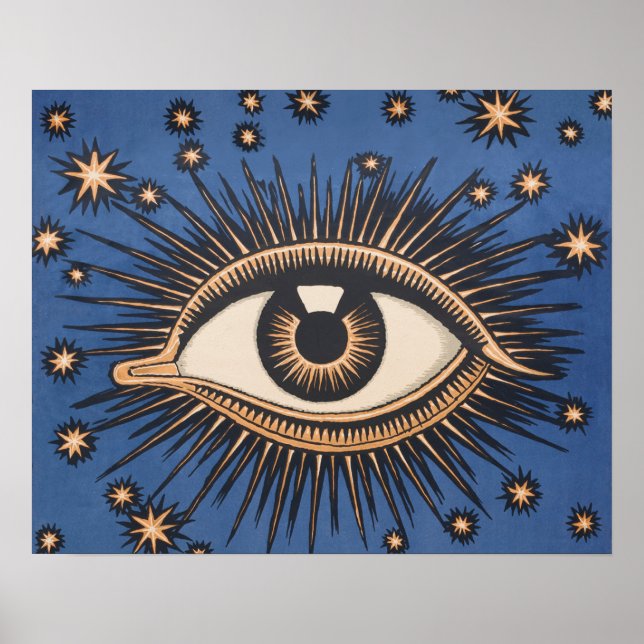Eye Stars Moon Celestial Nouveau Poster (Front)