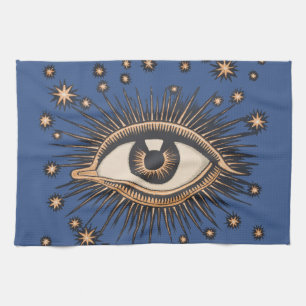 Eye Stars Moon Celestial Nouveau Tea Towel