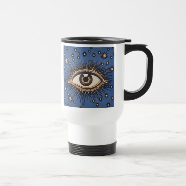 Eye Stars Moon Celestial Nouveau Travel Mug (Right)