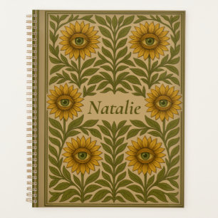 Eye Sunflower Vintage Floral Custom Name Planner
