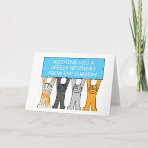 Eye Surgery Speedy Recovery Cartoon Cats Card