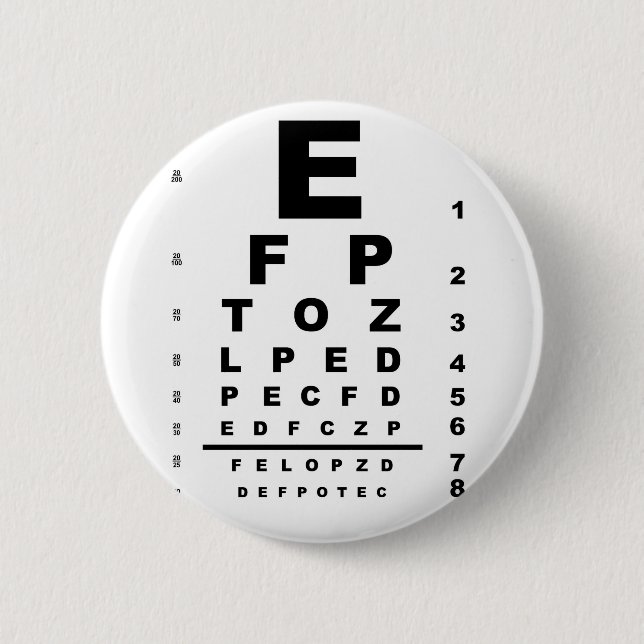 Eye Test Chart 6 Cm Round Badge (Front)