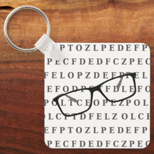 Eye Test Chart and Specs Monogram Optician Key Ring