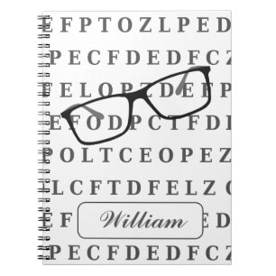 Eye Test Chart and Specs Personalised Optician Notebook