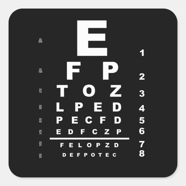 Eye Test Chart Square Sticker (Front)