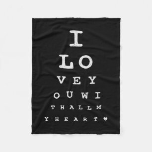 Eye Test I Love You With All My Heart Valentines D Fleece Blanket